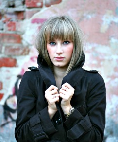 lonely lady with black raincoat