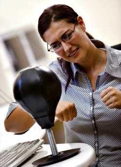 Using a punching bag to handle stress