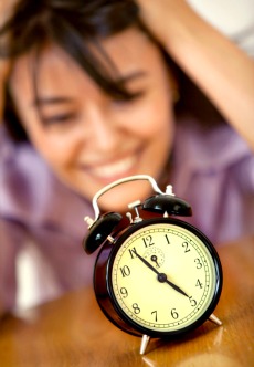 woman watching clock