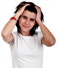 stressed woman pulling hair